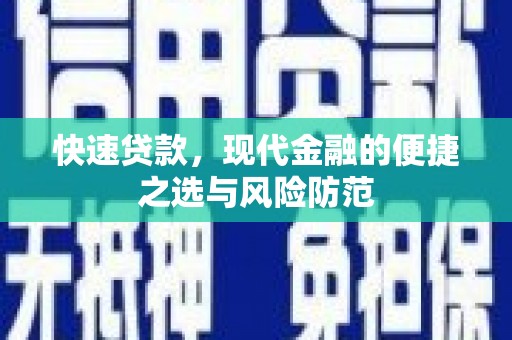 巩留快速贷款，现代金融的便捷之选与风险防范