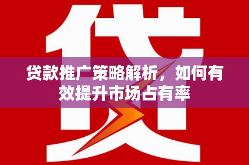 巩留贷款推广策略解析，如何有效提升市场占有率