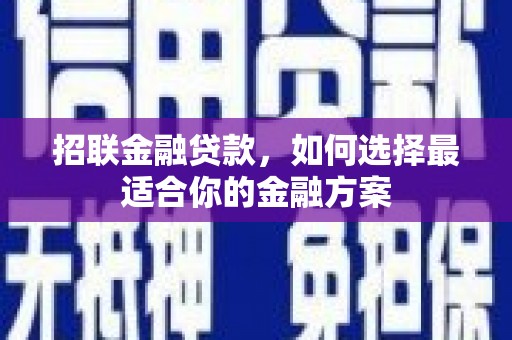 巩留招联金融贷款，如何选择最适合你的金融方案