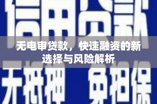 巩留无电审贷款，快速融资的新选择与风险解析