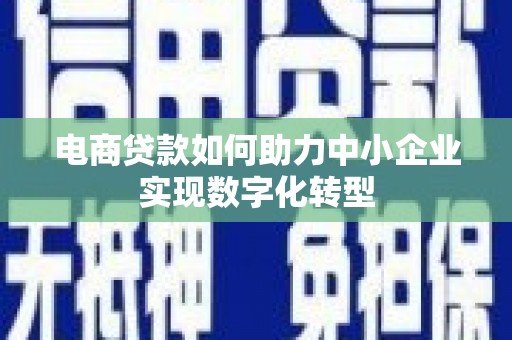 巩留电商贷款如何助力中小企业实现数字化转型