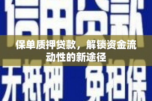 巩留保单质押贷款，解锁资金流动性的新途径