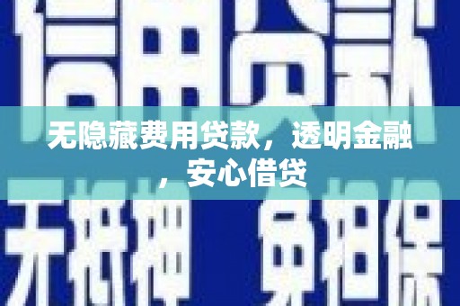 巩留无隐藏费用贷款，透明金融，安心借贷