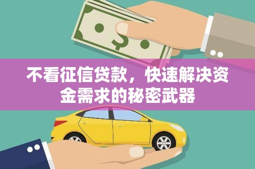 巩留不看征信贷款，快速解决资金需求的秘密武器