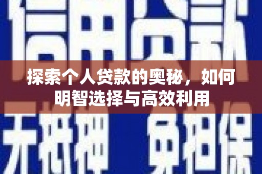 巩留探索个人贷款的奥秘，如何明智选择与高效利用