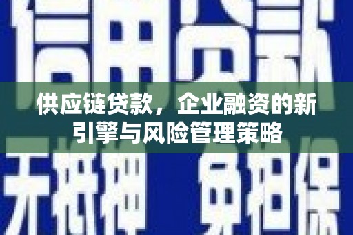 巩留供应链贷款，企业融资的新引擎与风险管理策略