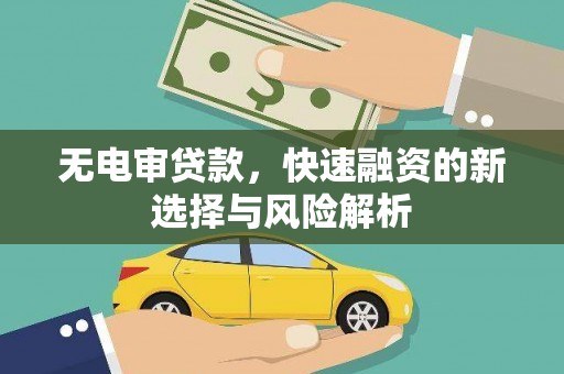 巩留无电审贷款，快速融资的新选择与风险解析