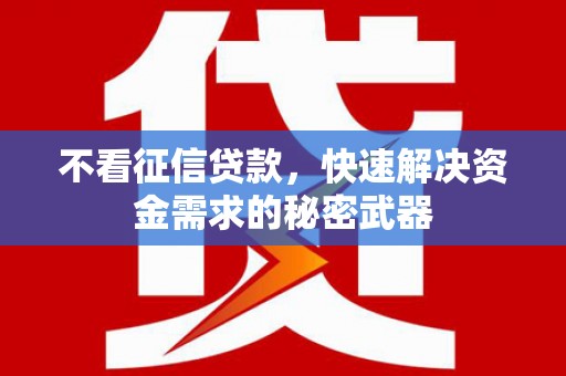 巩留不看征信贷款，快速解决资金需求的秘密武器