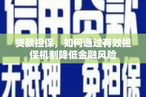 巩留贷款担保，如何通过有效担保机制降低金融风险