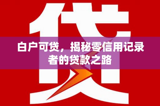 巩留白户可贷，揭秘零信用记录者的贷款之路